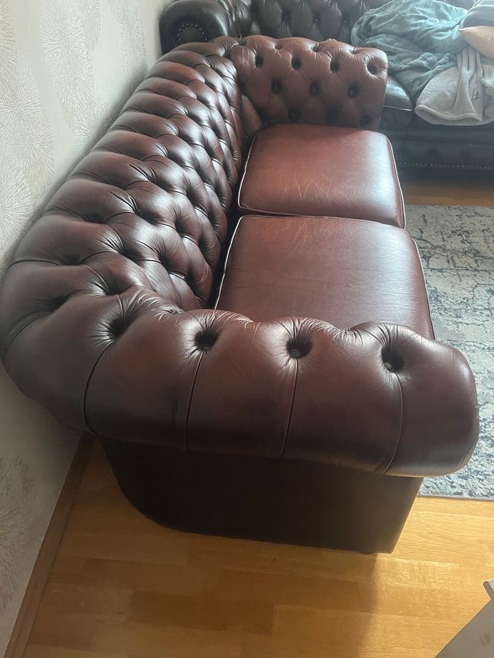 Chesterfield Echtleder Couch in Heßheim