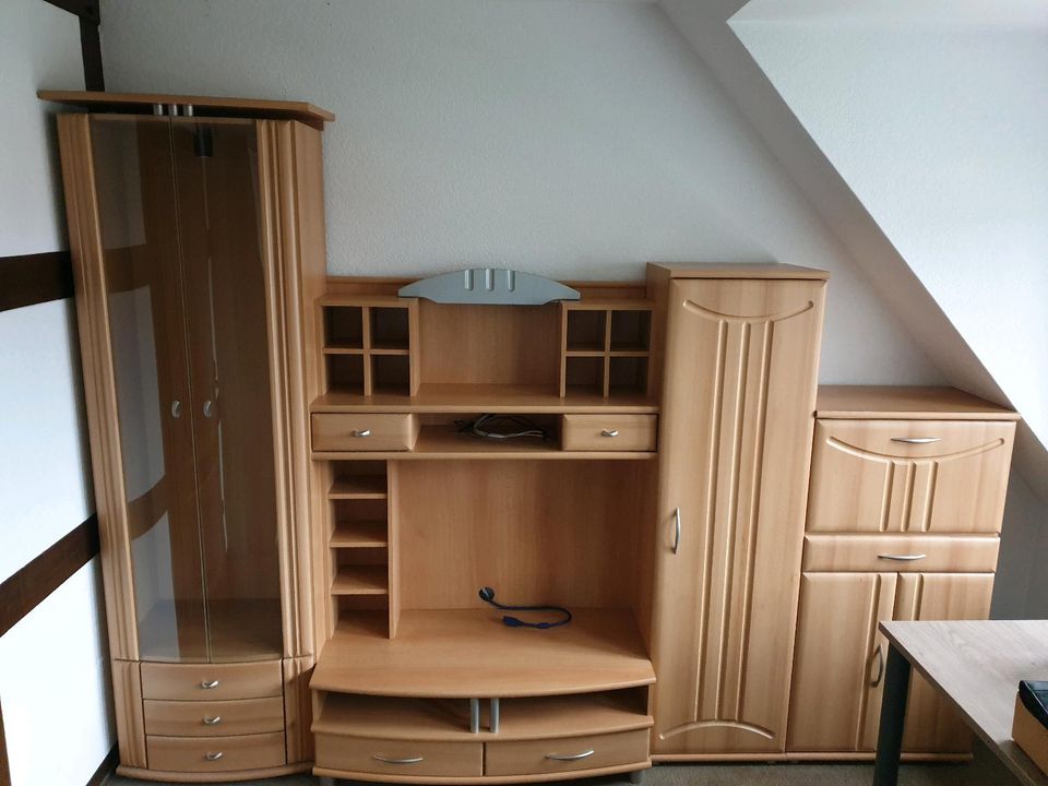 Wohnwand Wohnzimmer Vitrine Schrank Fernseher Möbel in Schloß Holte-Stukenbrock