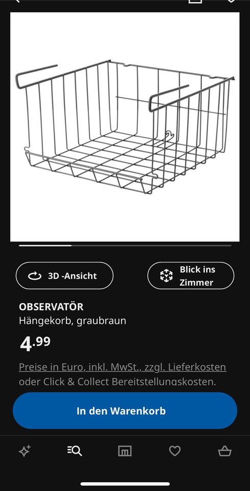 2x wie neu Ikea observatör hängekorb Metallkorb in Ansbach