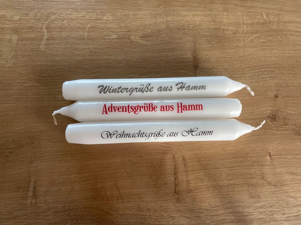 Stabkerze beschriftet mit Halter Geburtstag Hochzeit Weihnachten in Hamm