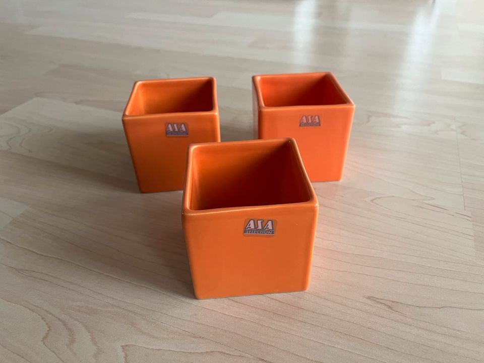 3 ASA Vasen / Übertöpfe Quadro orange 8x8x8cm in Offenbach