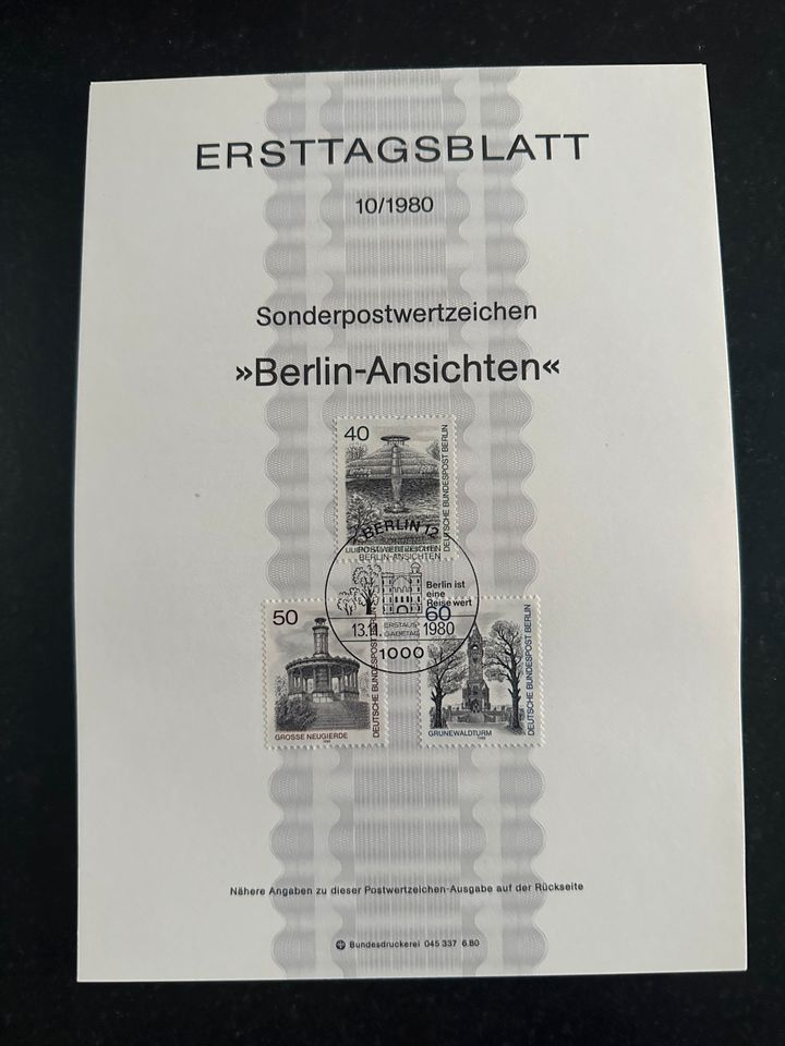 Ersttagsblätter Deutsche Post 1980 Briefmarken Ersttagsblatt in Handorf