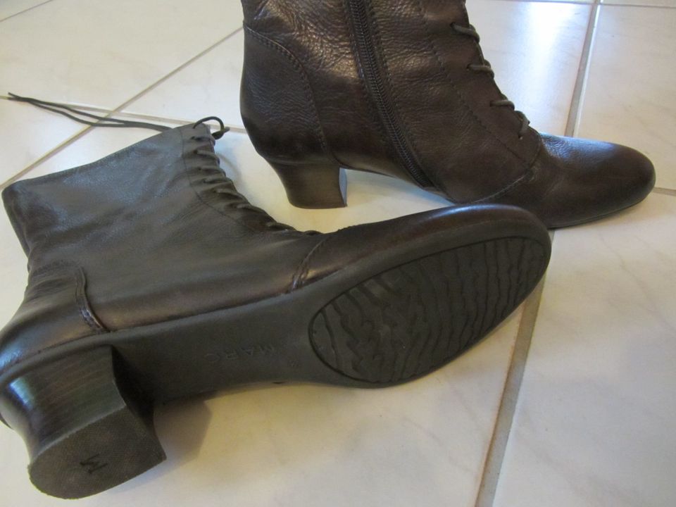 Stiefel Marc Gr. 38 braun Leder mit Schnürung und Reißverschluss in Wendlingen am Neckar