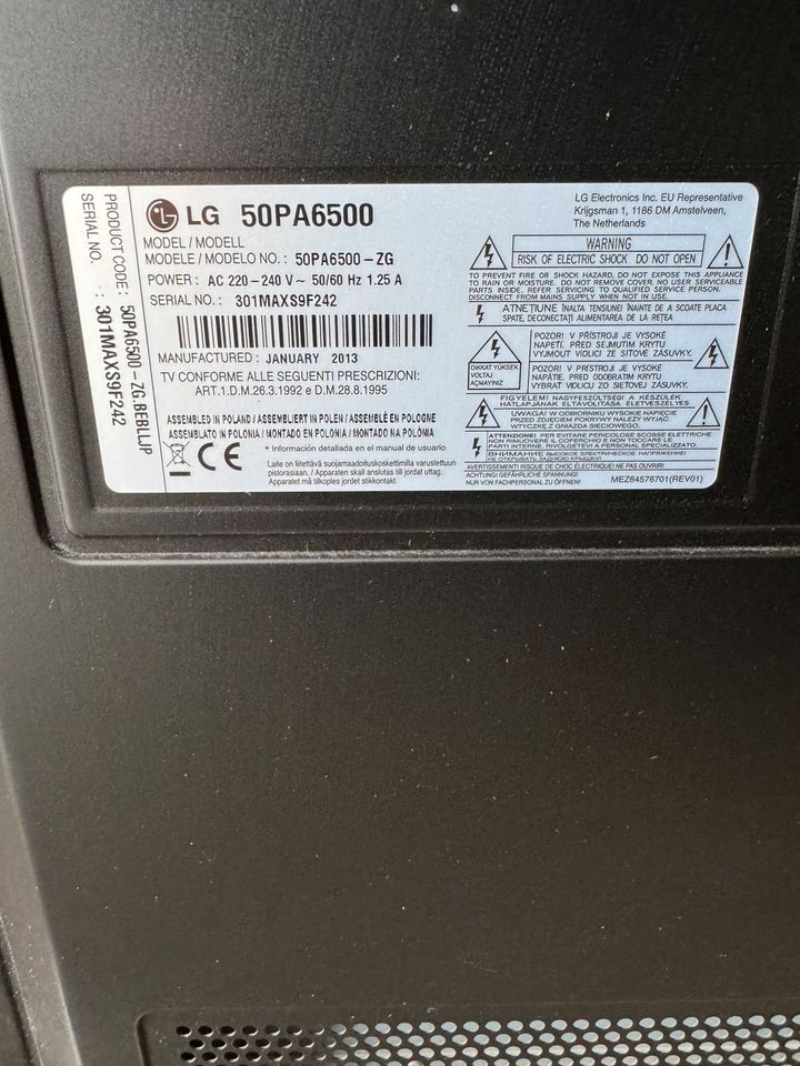 Plasma TV LG 50pa6500 defekt in Leipzig