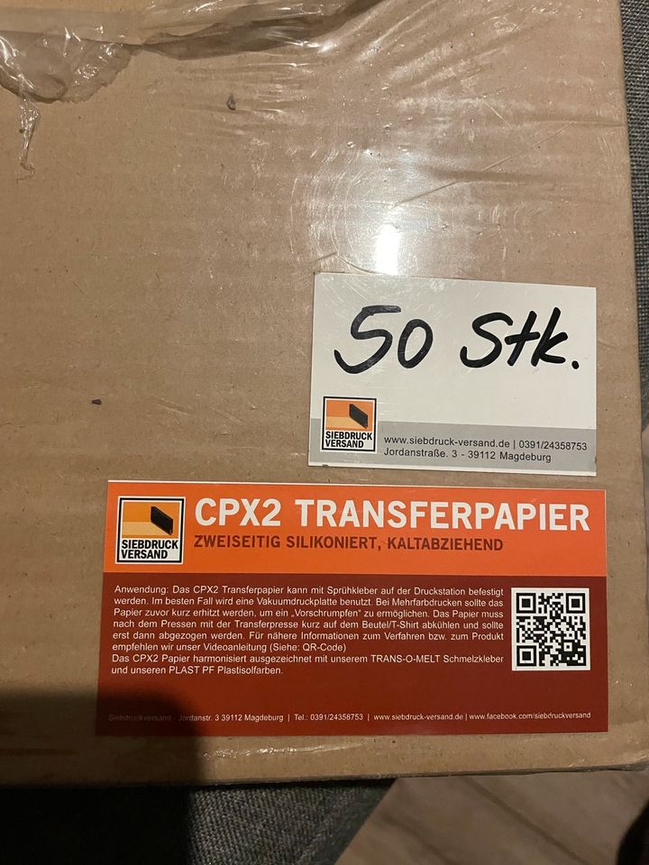 Siebdruck CPX2 Transferpapier 50x35cm und Schmelzkleber in Potsdam