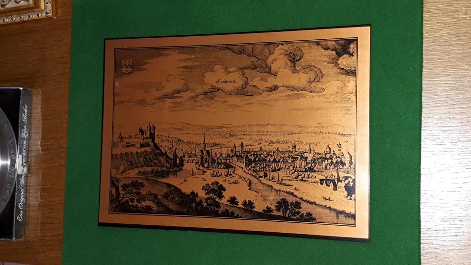 Antiquität - Bild - Kupferstich der Stadt Bad Kreuznach - Sammler in Daxweiler