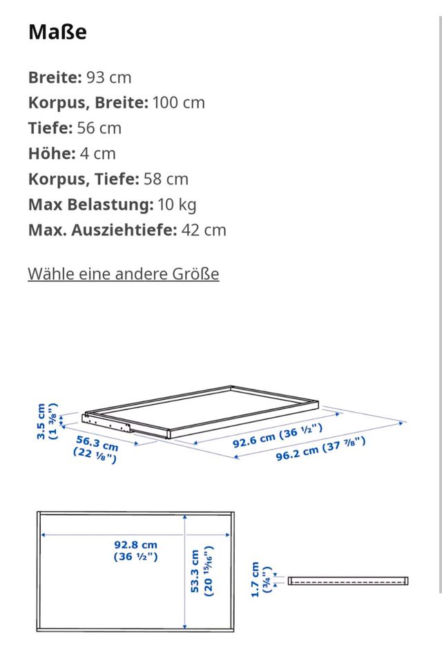 IKEA PAX Auszieboden 100 x 58 cm in Oldenburg