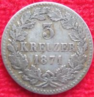 3 Kreuzer 1871 , Silber, Großherzogtum Baden,  Friedrich I Baden-Württemberg - Friesenheim Vorschau