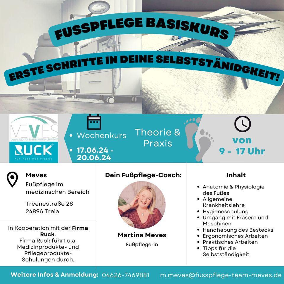 Fußpflege Basis Kurs / Ausbildung zum Fußpfleger/in Juni 2024 in Treia