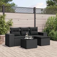 5-tlg. Garten-Sofagarnitur mit Kissen Schwarz Poly Rattan Couch Hessen - Weilburg Vorschau