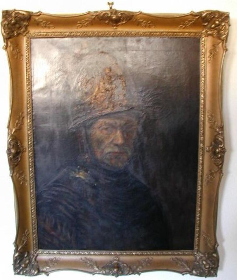 Rembrandt "Der Mann mit dem Goldhelm" Kopie von M. Hübotter, 1938 in Freiburg im Breisgau