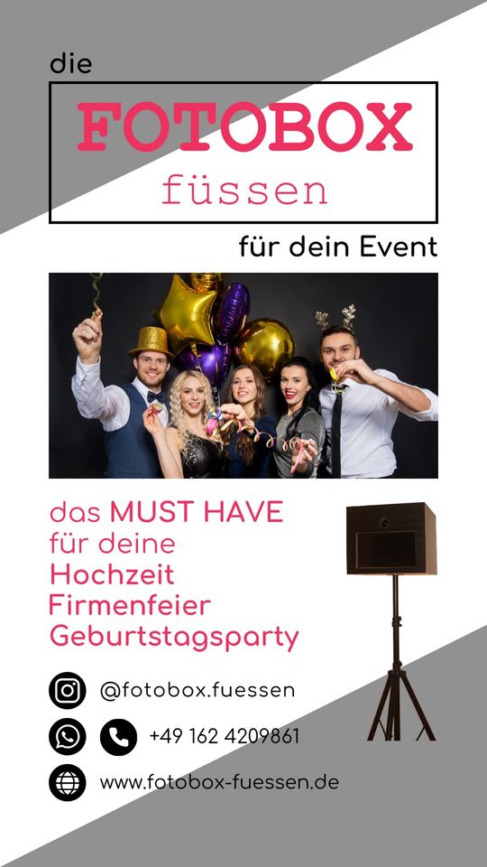 Fotobox mieten - Hochzeiten, Geburtstage, Feiern in Füssen