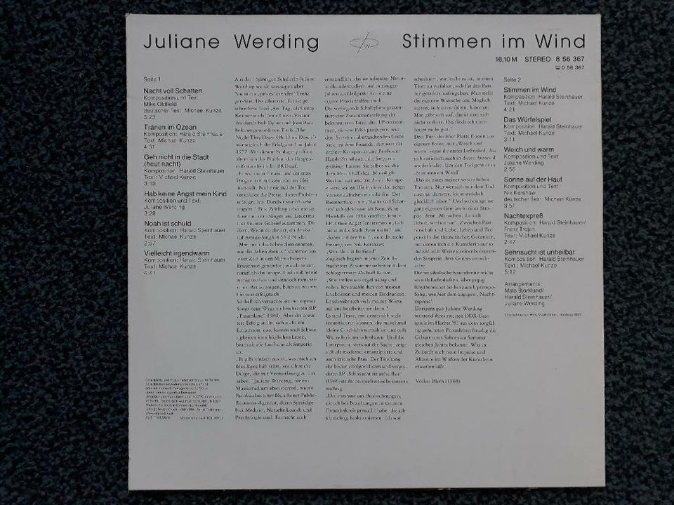 JULIANE WERDING Schallplatte - Stimmen im Wind in Wolfersdorf