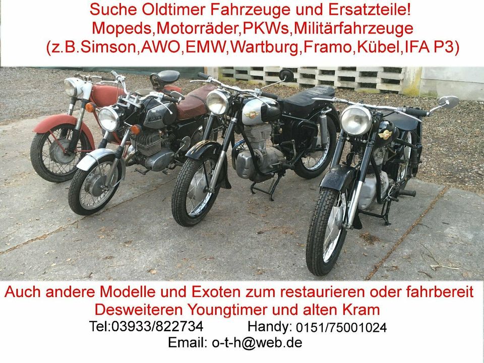 SUCHE: BMW EMW 327, 328 BMW Dixi, Sachsenring P2 P3 Kübel...O-T-H in Genthin