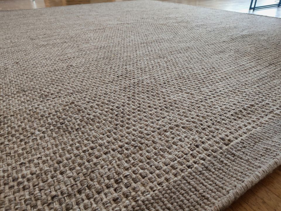 Wollteppich 100% Schurwolle Teppich Wolle beige grau handgewebt in Bayreuth