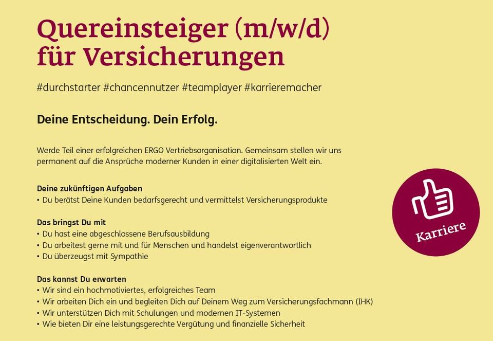 Quereinsteiger (m/w/d) gesucht für Außendienst in Lemgo