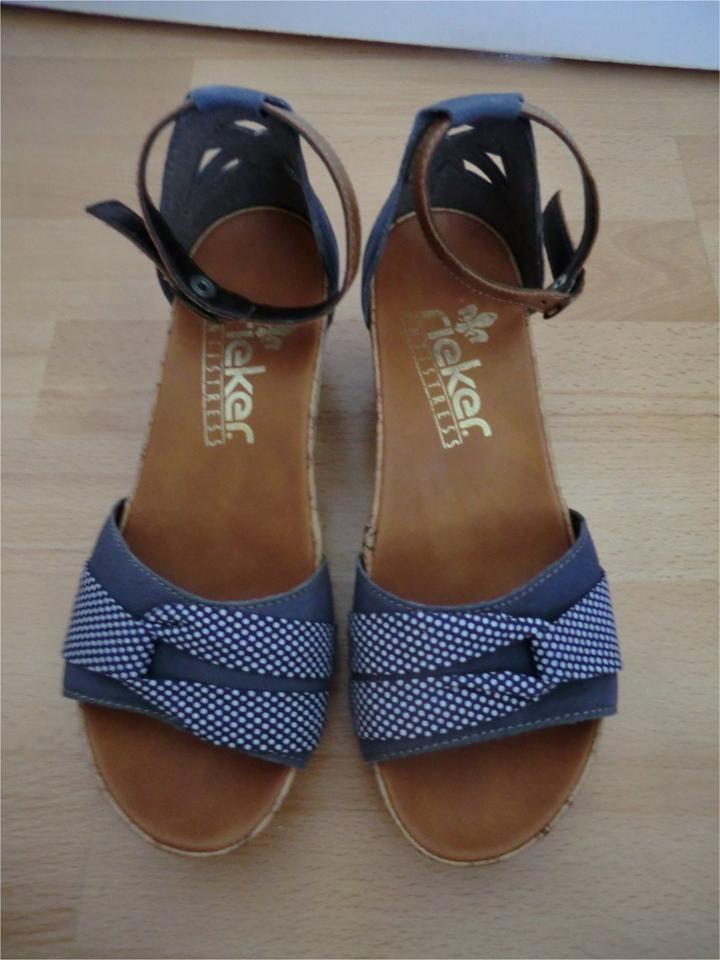 Rieker Damen Sandalen Keilabsatz Gr. 36 blau in Nordhausen