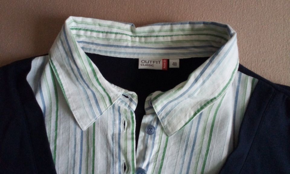 Sportliches OUTFIT CLASSIC Halbarm Shirt mit Hemdeneinsatz Gr.48 in Heidelberg