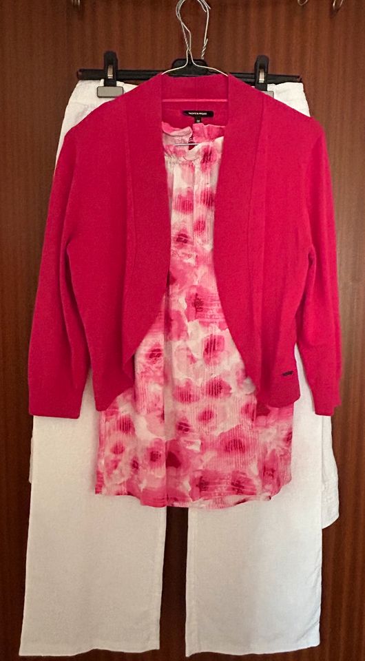 Bluse,  Blusentop, Gr 38, neu, pink/weiss More&More in Bad Friedrichshall