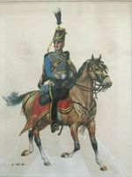 Bild Aquarell Wolfgang Tritt Soldaten Uniformen 1825 Pferd Reiter Nordrhein-Westfalen - Porta Westfalica Vorschau