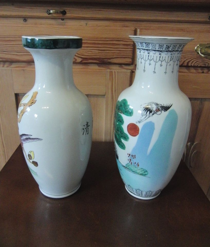 Vasen, asiatische Keramik Vase, China, Handgemalt, Japan, vintage in Höckendorf