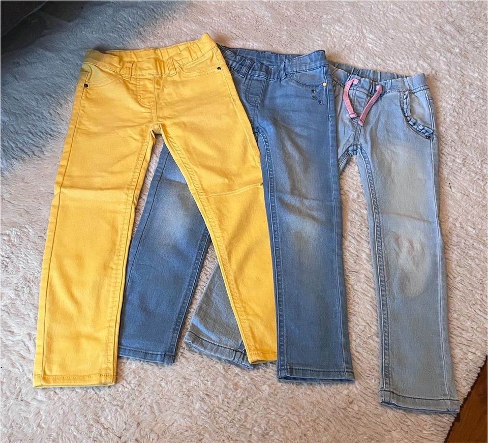 3 Hosen Jeans Jeggings gelb blau Gummizug in Dortmund