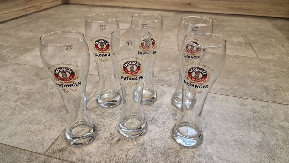 13 Biergläser Hefeweizen Weißbier Erdinger Karg in Mellingen