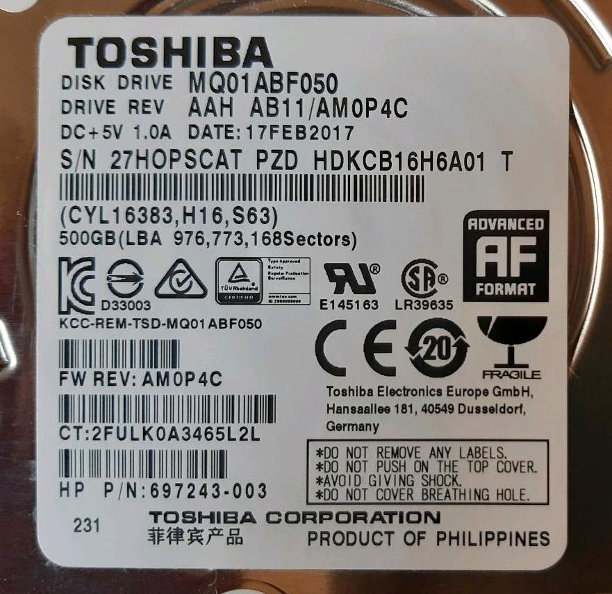 Toshiba HDD 2,5" 500Gb in Aidlingen