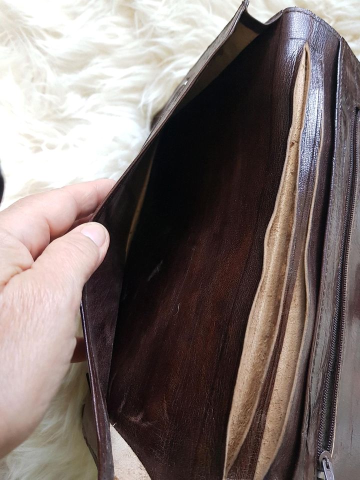 Herrentasche Handgelenk echtes Leder braun Vintage neu in Weinheim