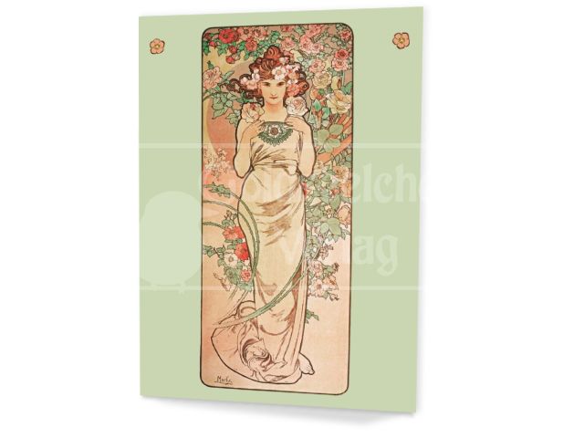 ✿ Karten-Set: Mucha - Feder, Rose, Primel ✿ Jugendstil, Art Deco in Stuttgart