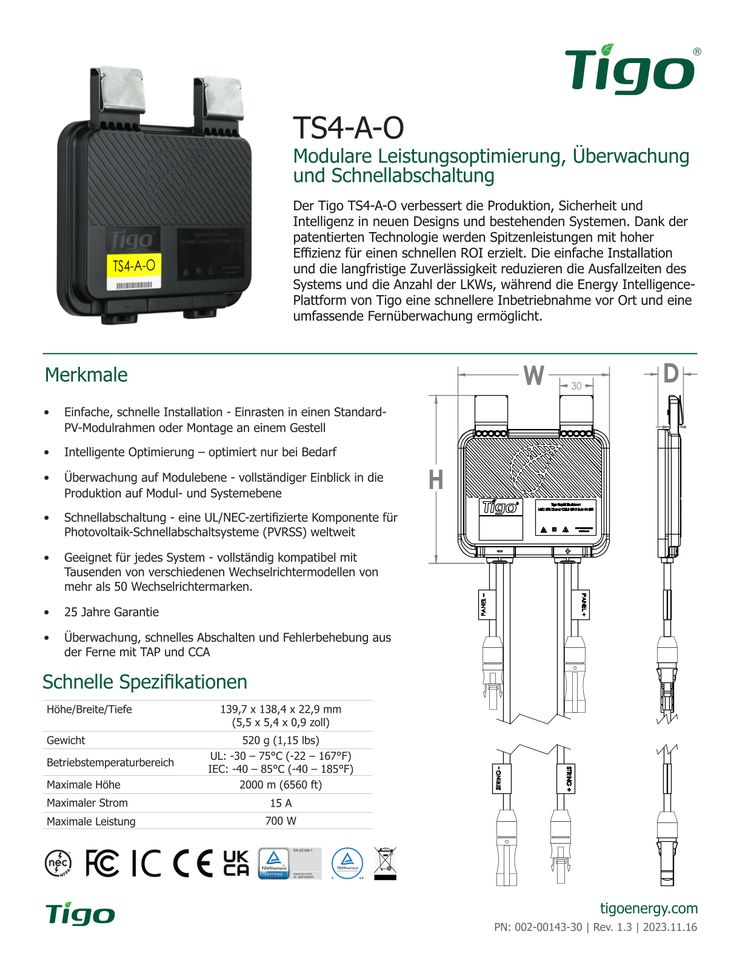 Tigo TS4-A-0 Optimierer PV-Smart-Optimizer Controller Solar OVP in Viersen