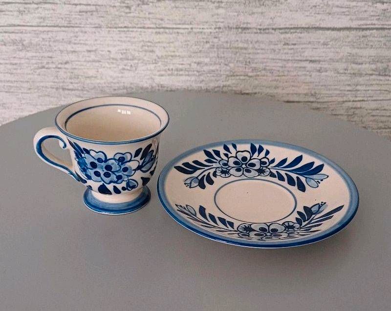 Delft, Kaffeetasse, Espressotasse, Unterteller, blau, Delfts in Worpswede