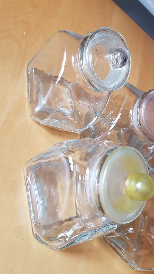 5x Vintage Glas Vorratsdose Bonbonglas Bonboniere Sirykid Gewürze in Borgentreich