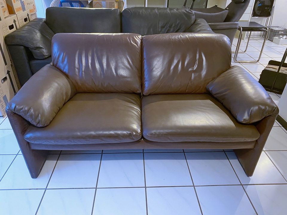 Sofa Leder braun LEOLUX Bora 2er in Düsseldorf