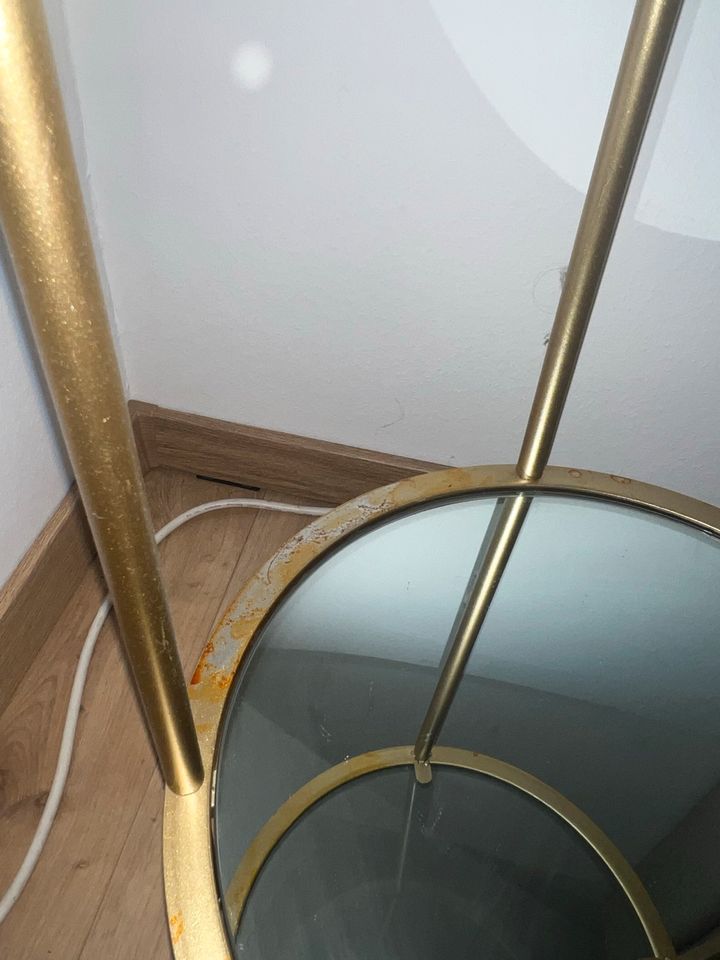 Beistelltisch 2x Gold mit Glas und Spiegelglas (Nachttisch) in Gaggenau