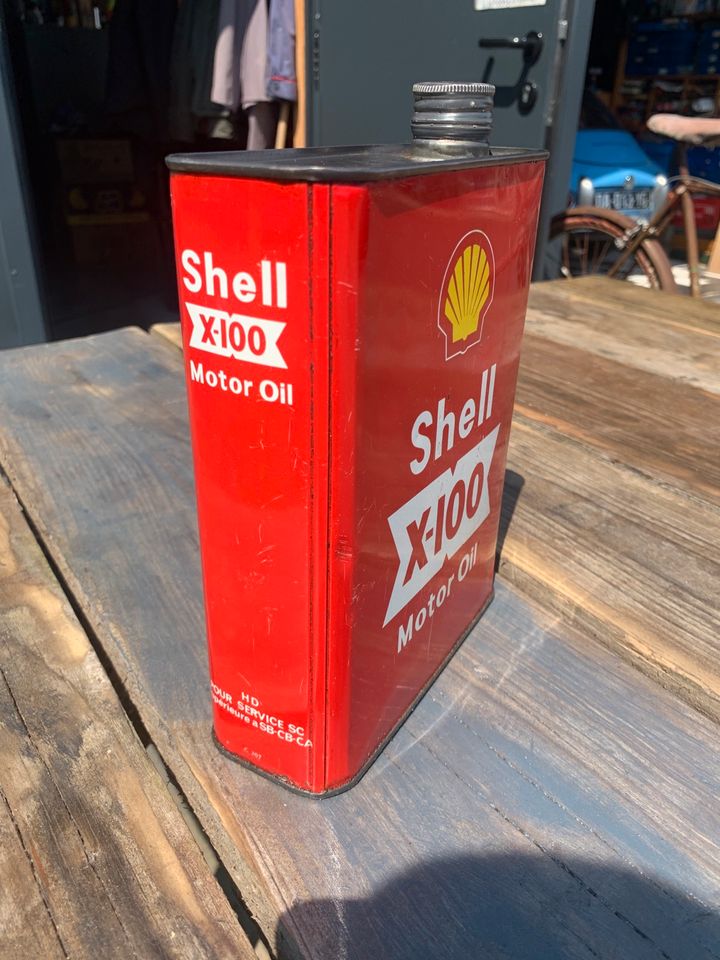 Shell X-100 Öldose rot 60er ungeöffnet Deko Oldtimer Garage Vespa in Korschenbroich