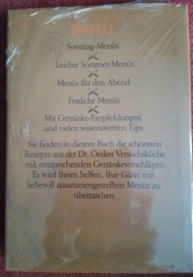 Buch Dr. Oetker "Die schönsten Menüs" NEU / original verschweißt in Hütschenhausen