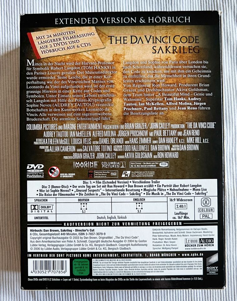 DVD "The DaVinci Code Sakrileg" Extended Version inkl. Hörbuch in Hamburg