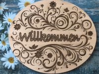 Willkommen Türschild aus Holz 32x27cm Niedersachsen - Stelle Vorschau