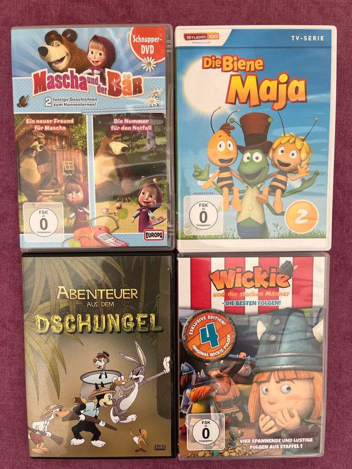 4 DVDs Wickie Mascha und der Bär Biene Maja Kinder in Nordwestuckermark