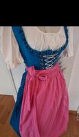 Vintage Dirndl traditionelle Tracht Baumwolle blau Geschnür Borte Bayern - Bad Aibling Vorschau