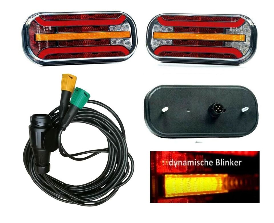 LED-Rückleuchten Set Anhänger dynamische Blinker + 5M Kabelbaum 13