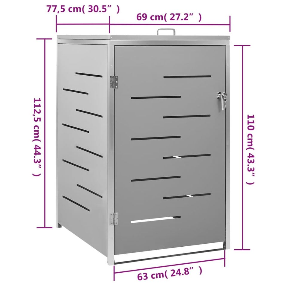 Mülltonnenbox für 1 Tonne Mülltonne 69x77,5x112,5 cm Edelstahl in Bad Kissingen