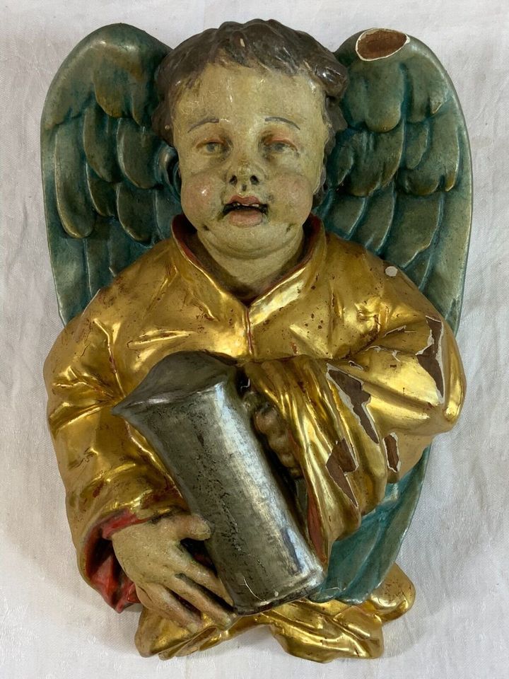 NEO BAROCK ENGEL BEFLÜGELTER PUTTO HOLZ MASSIV GEFASST 25x29cm - Versand kostenlos - Wir sind für Sie da lokal in 86830 Schwabmünchen oder online ARTHOME24 in Schwabmünchen