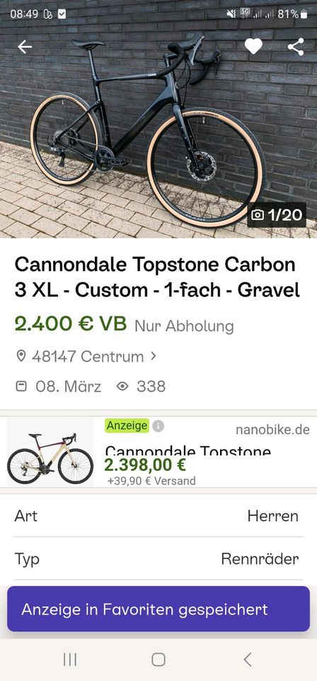 Carbon Gravelbike 8,4 kg Cannondale in Kissing