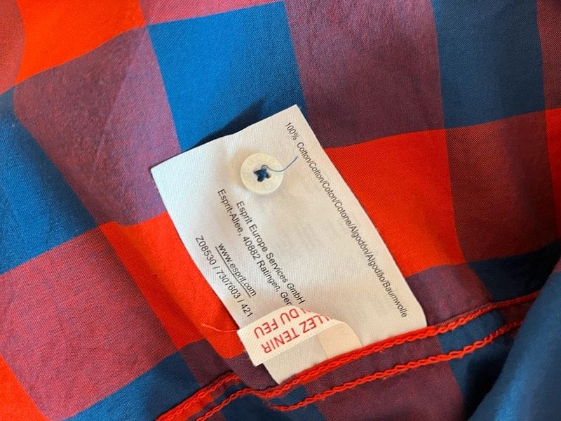 ESPRIT BLUSE EDC L 40 kariert Baumwolle rot blau vintage Retro in Aichtal