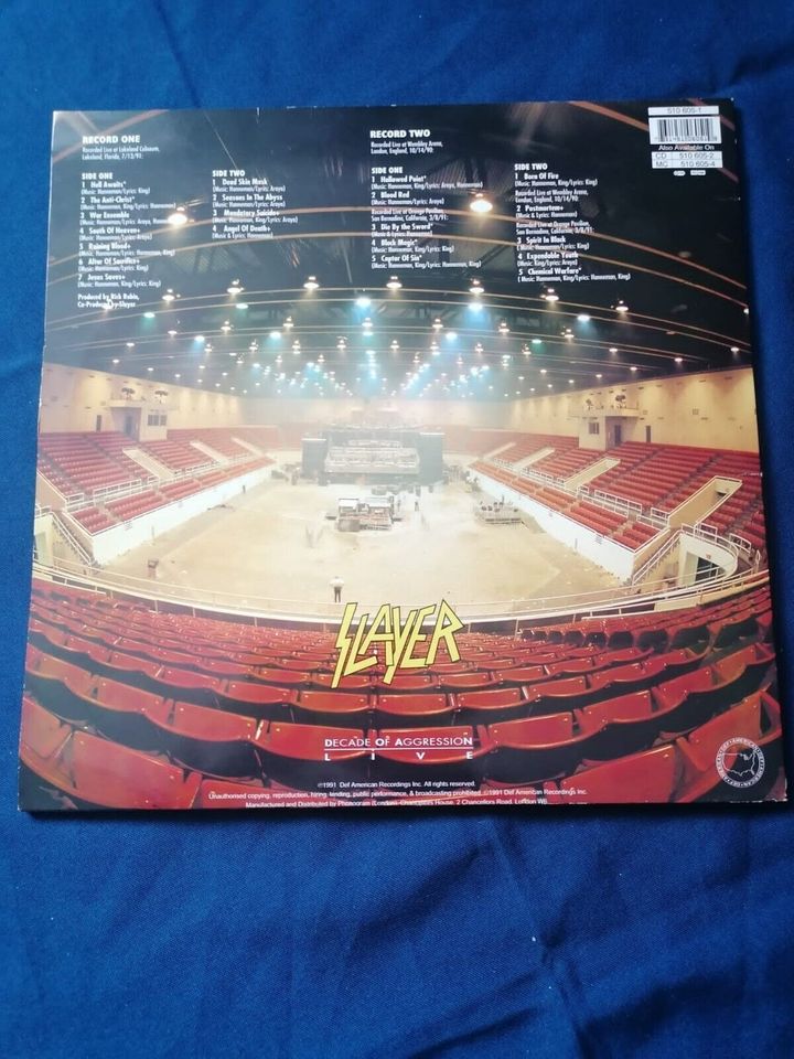 Slayer ‎– Decade Of Aggression Live - 12" Double Vinyl LP - 1991 in Vöhringen