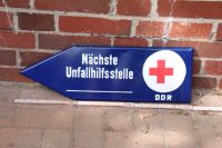 DDR Emailleschild Nächste Unfallhilfsstelle, Rotes Kreuz Brandenburg - Bernau Vorschau