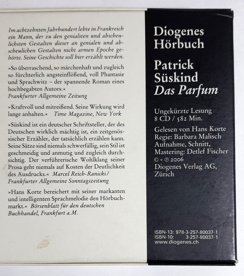 Hörbuch, Das Parfum von Patrik Süskind, 8 CDs in Wuppertal