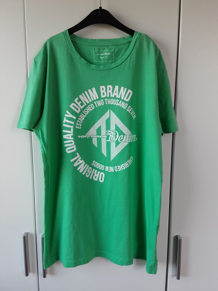 2 T-Shirts mit Aufdruck, hellgrün/hellblau, Tom Tailor/S'Oliver in Wusterwitz